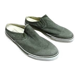 L.L. Bean Women's Sunwashed Canvas Slide On Sage Green Boat Shoes size 10